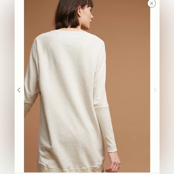 Anthropologie T.la Crew Neck Tunic Beige Sweatshirt Size Small - Picture 2 of 13